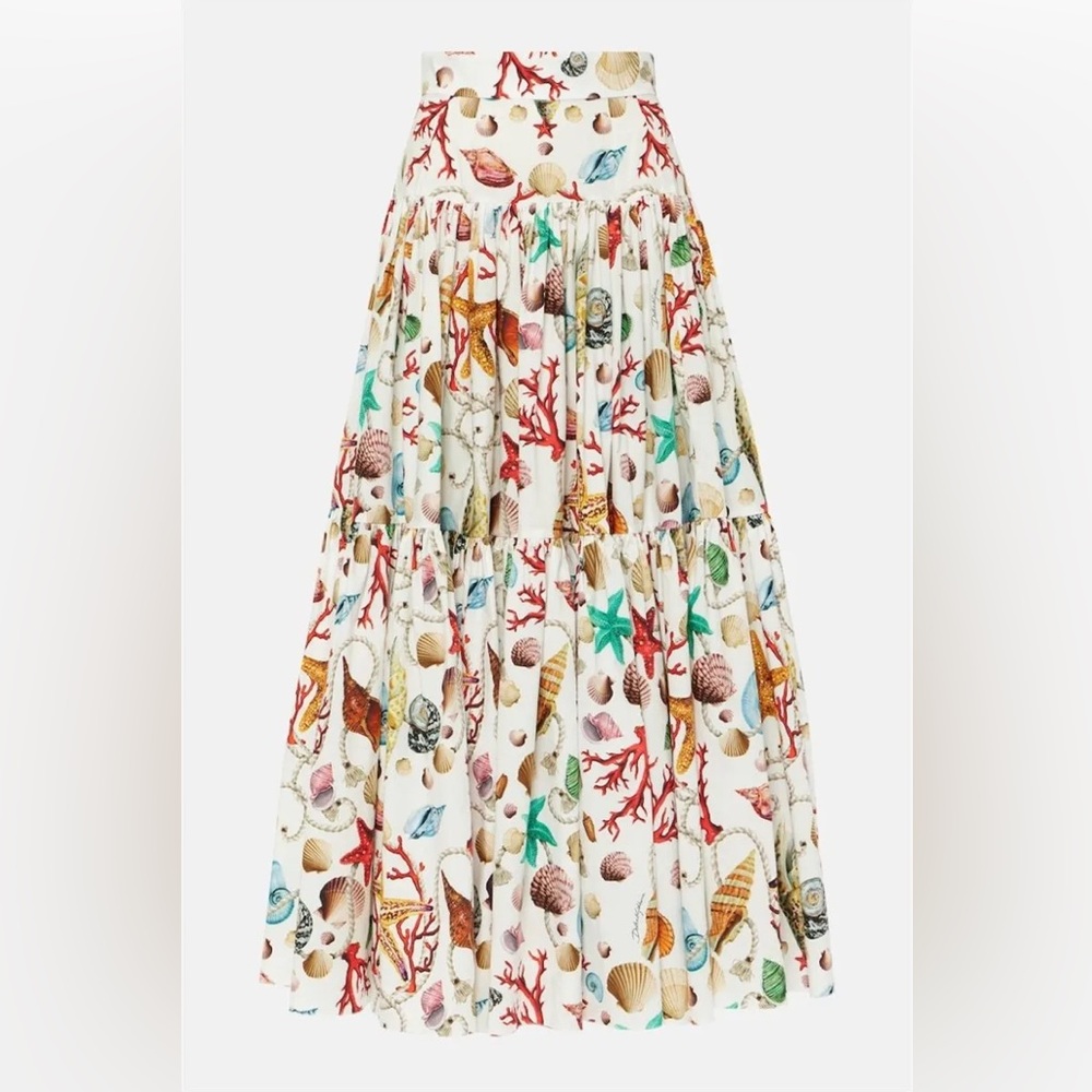 Commense White Floral Shell-Print Crop Top and Maxi Skirt Set - Picture 4 of 15